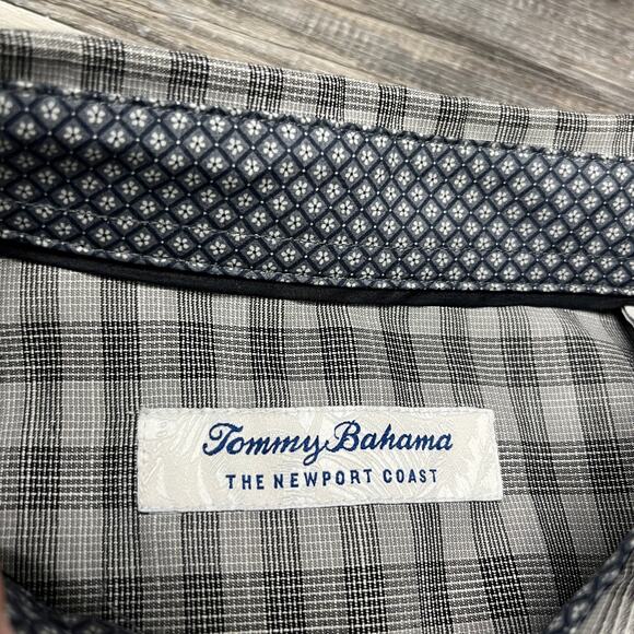 Tommy Bahama‎ Gray Check Mens M Flip Cuffs Newport Coast Button Down Shirt EUC - Picture 4 of 9